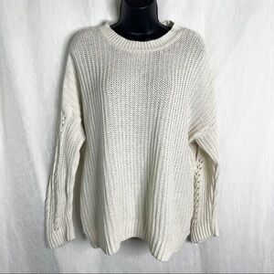 AMERICAN EAGLE Oversized Cream Knit Crew Neck Sweater